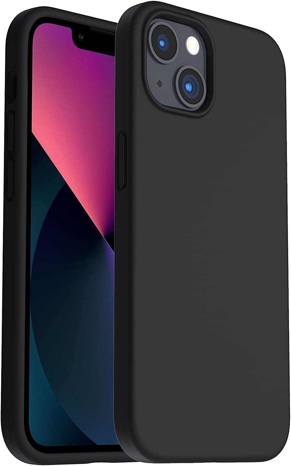 Shockproof Liquid Silicone Designed for Iphone 13 Case Gel Rubber Anti-Shock Cover Case Drop Protection 6.1Inch-Black