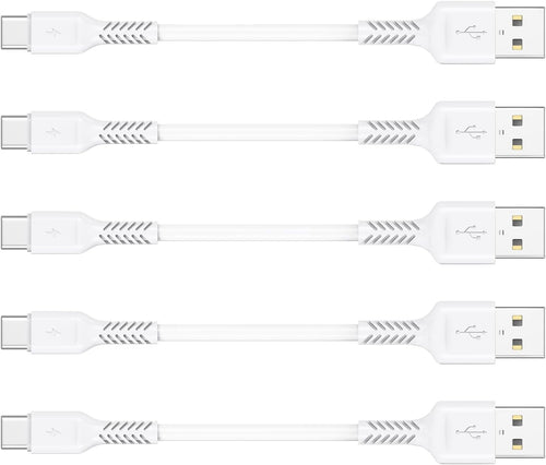 4 Inch USB C Cord Short 5 Pack Durable USB a to USB Type C Cable Fast Charging for Charging Station Compatible with Samsung Galaxy Note 10 20 S10 S20 A20 plus LG (White)