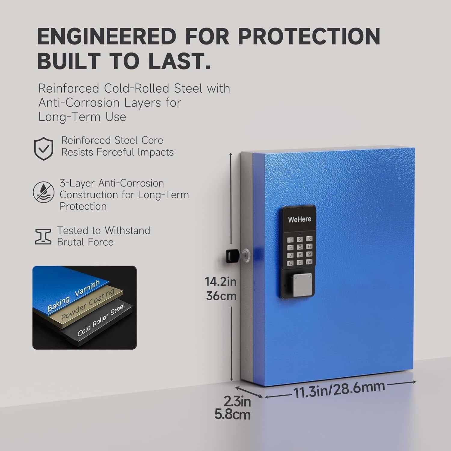 32-Key Smart Key Lock Box Wall Mount – Commercial Key Cabinet with App, Keypad, Bluetooth & Wifi Unlock (Sold Separately), Access Log Tracking, Key Management for Rental, Office, Property