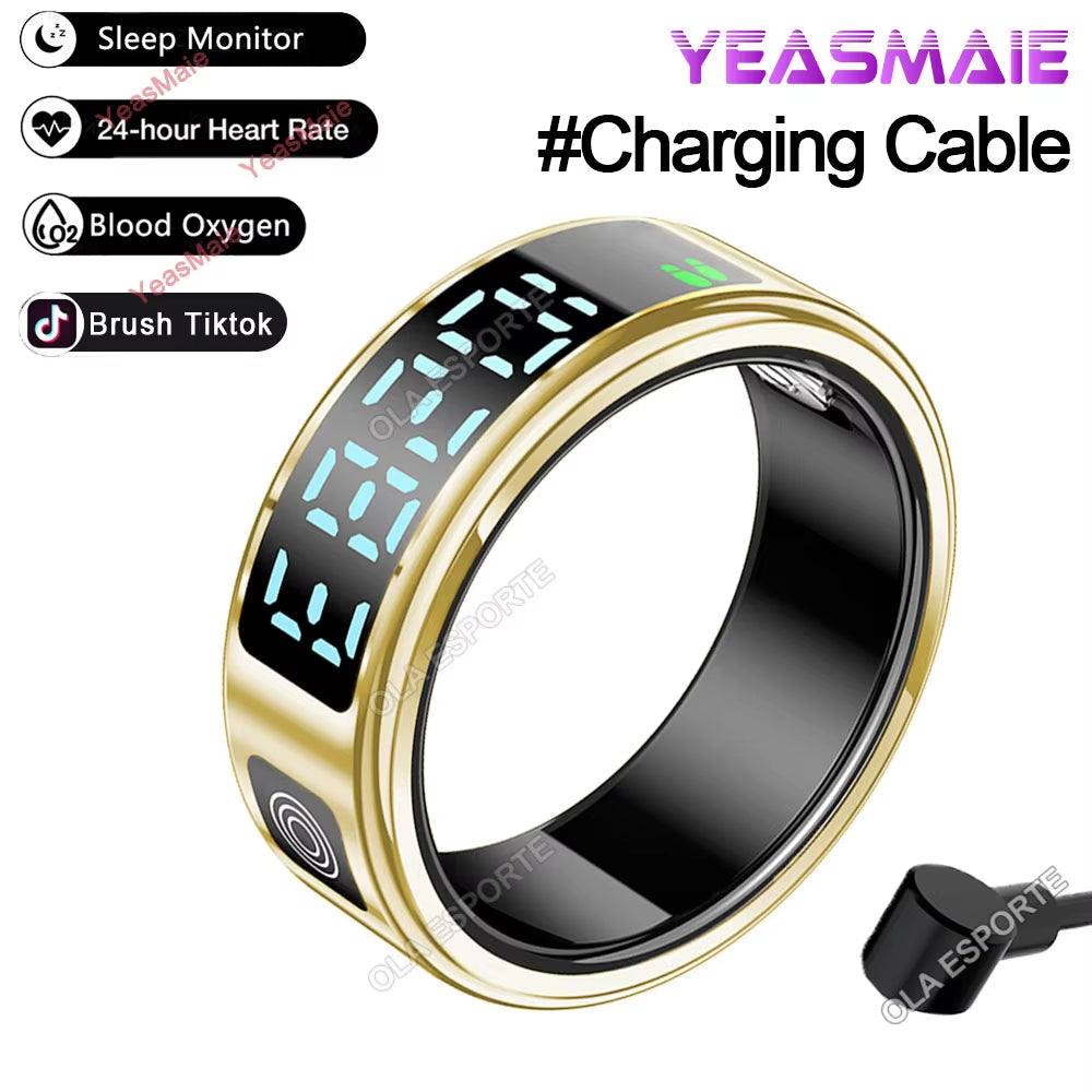 2025 Smart Ring LED Touch Display Screen Gesture Swipe Video Heart Rate Health Monitoring 5ATM Waterproof Smart Rings Men Women