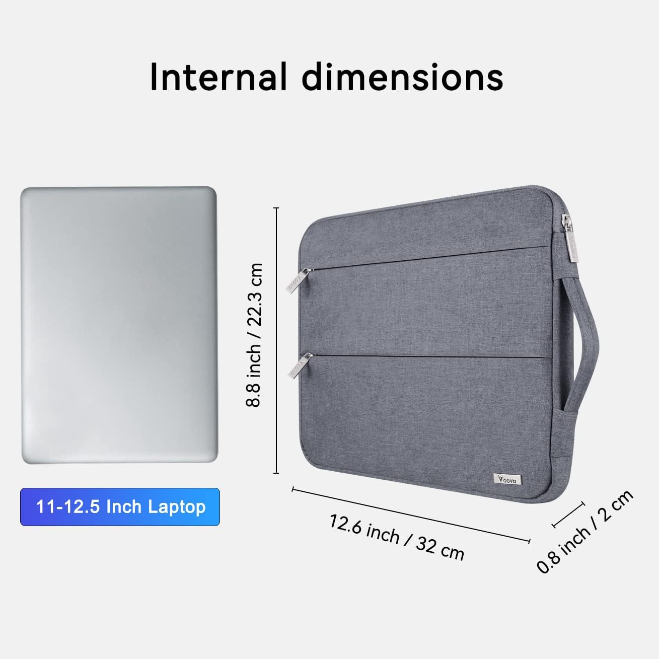 11 11.6 12 Inch Laptop Sleeve Case,Slim Computer Cover Bag Compatible with Macbook Air 11,Mac 12,Surface Pro 9 8 7/Laptop Go 2 3,HP Acer Asus Samsung Chromebook 4,Grey