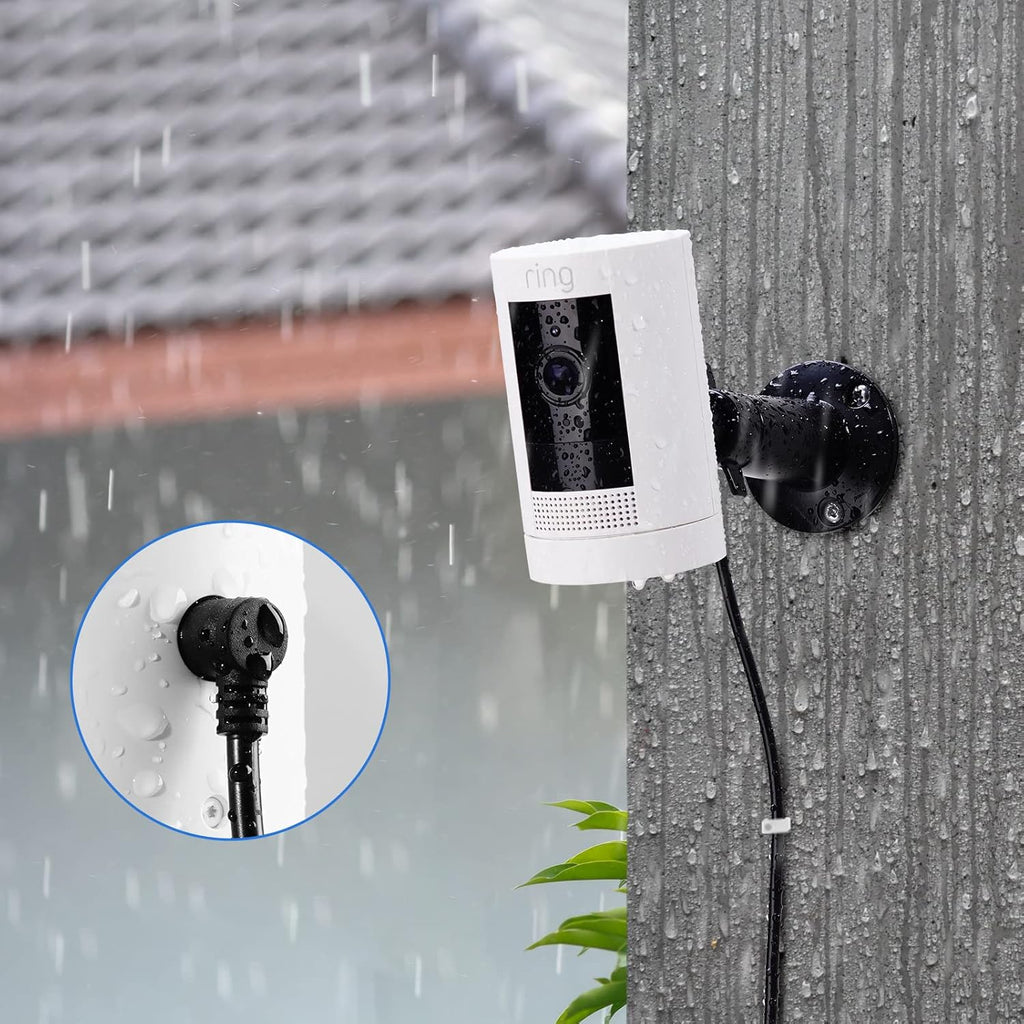 Power Adapter with Metal Mount Plug in Charger for Stick up Cam Battery, (5M/ 16Ft) Waterproof Charging Cable Bundle with 360 Degree Angle Adjustment Bracket, Black